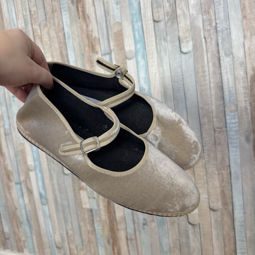 Drogheria Crivellini 40 9 Ivory Velvet Mary Jane Flats Slipper Shoes Italian